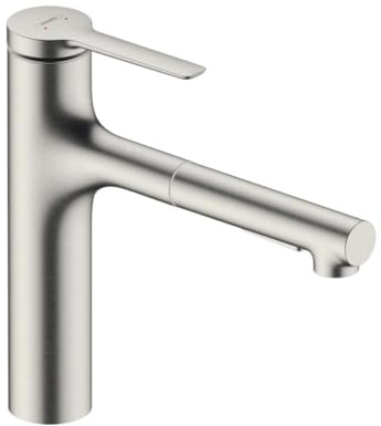 hansgrohe Küchenarmatur Zesis M33, Wasserhahn Küche mit Auslauf Höhe 160 mm, 150° drehbar, ausziehbar, sBox lite, 2 Strahlarten, Edelstahl Finish