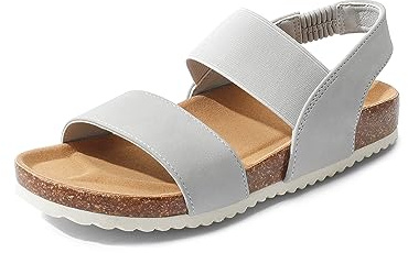 DREAM PAIRS Womens Wedge Sandals Soft Summer Shoes,Grey,5