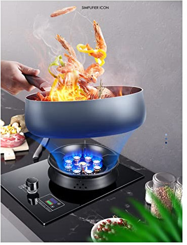 Cuisinière À Gaz Comptoir Cuisinière 5.2KW Wok À 9 Cavités Avec Fonction De Minuterie, Cuisinière À Gaz Convertible NG/LPG, Verre Trempé Noir, Cuisinière Indépendante Camping (Size : NG)
