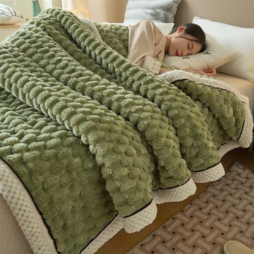 IPUDIS Weighted blanket，weighted blankets adult Large Fleece Blanket Throws for adults Sofas Soft Warm Throw Over Sofa Bed Blanket(Light green,150 * 200cm)