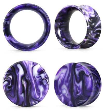 COOEAR öronproppar tunnel piercing mätinstrument för öron, dubbla utsvängda expanderbanor, 2 par färgglada akrylörhängen., 0g(8mm), Akryl, Sandsten