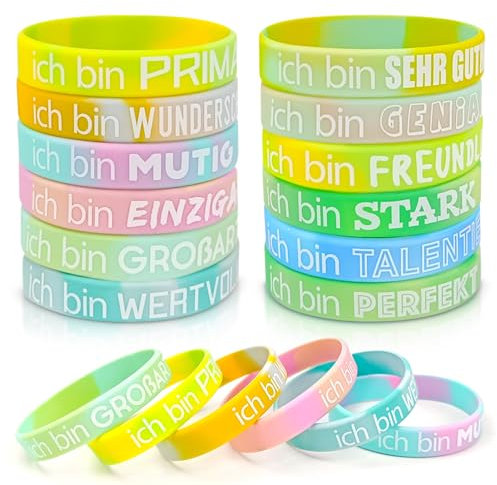 NHYDZSZ 12 Stile Motivationsarmbänder auf Deutsch mit Inspirierenden Sprüchen Silikon Armbänder, Inspirierende Silikon Armbänder, Powerarmbänder Set für Teens Damen Herren