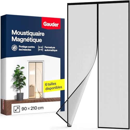 GAUDER Fliegengitter Balkontür schwarz - Magnetische Fliegengitter Tür ohne Bohren - Insektenschutz für Terrassentür - Selbstschließender Fliegenvorhang mit Magnet (90 x 210 cm - schwarz)