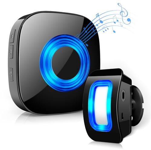 PHYSEN Durchgangsmelder Funk Bewegungsmelder Alarm, Ladentür PIR Bewegungssensor Durchgangsalarm Innen Infrarot Tür Funkklingel, Anti-Diebstahl Alarmanlage mit 58 Melodien für Wohnmobil,Zuhause,Garage