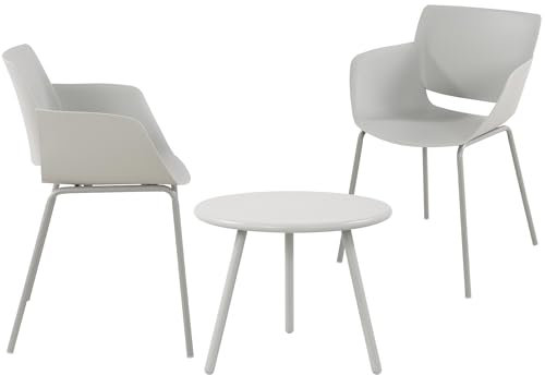 CLP Gruppo di sedute Minota per Il Giardino I Set di Tavolo Minot e sedie Alpena I Set da Esterno Resistente alle intemperie e ai Raggi UV, Colore:Grigio Chiaro, Contenuto del Set:2 sedie