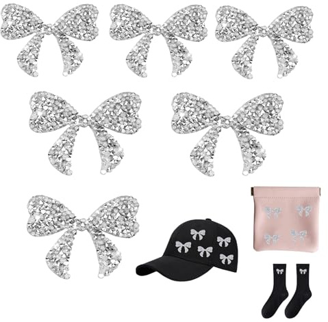 6 stycken glitterstryklappar, lappar att stryka, patchar för påstrykning strassband, patchar för strykning, strykbilder för kostym, hårdekoration, gör-det-själv-dekoration (silvervit 1)