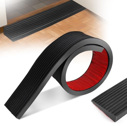 Swawis Dörrtröskelramp, självhäftande övergångsprofiler, 900 x 80 x 20 mm, gummiramp, uppkörningsramp för dörröppningar, rullstol, barnvagn, rullator eller e skoter