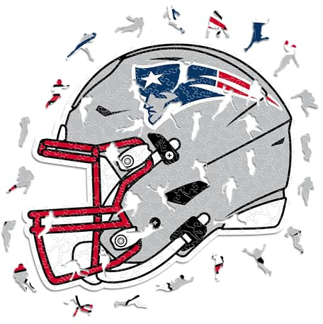 Iconic Puzzles - New England Patriots Helmet, Wooden Puzzle officially licensed NFL, 100% sustainable, Gift for Adults and Children, size M, 270 Pcs