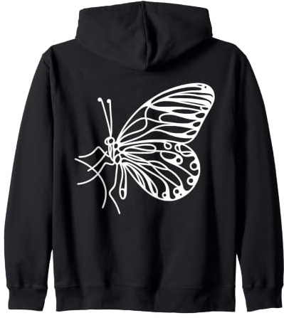 Butterfly Line Art Entomologist Zip Hoodie