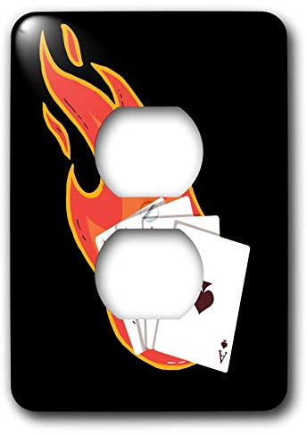 3dRose Sven Herkenrath Sport - Poker Cards for Casino with Fire Play - 2 plug outlet cover (lsp_316078_6)