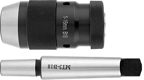 GOTOTOP Portabrocas de Torno sin Llave, 1-16 mm de Capacidad 45# Portabrocas de Torno sin Llave autoapriete de Acero con Eje cónico