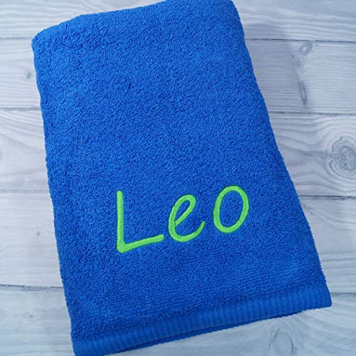 Generisch ★ Handtuch mit Namen Bestickt ★ Duchtuch ★ Geschenk ★ Badetuch ★ 500 g/m2 ★ (Dunkelblau, 70 x 140 cm)