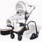 Magic ZC Kinderwagen 3 in 1, Kinderwagen Leder mit Verstellbarem Sitz Um 360° Drehbar, Buggy mit Umkehrbarem Zwei-Wege-Schub, Kinderwagen 3 in 1 Komplettset Zubehör Hohe Landschaft (906 Weiß)