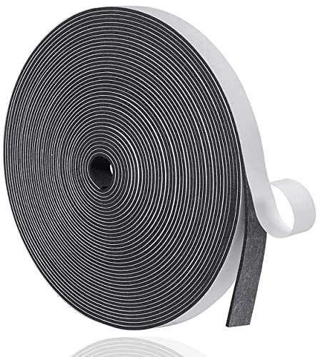 Tätningstejp, självhäftande för dörrar, fönstertätning, 12 mm (B) x 1,5 mm (D) 10 m (L) skumtejp, gummitätning mot kallt drag/antikollision/ljuddämpande/vattentät/dammtät svart