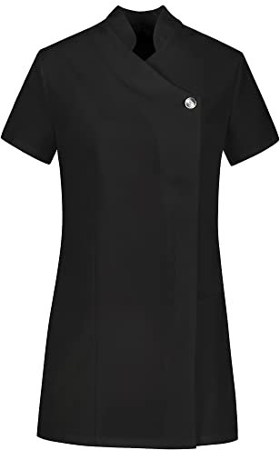 B-well Marcella Blouse Estheticienne Professionnelle Tenue Estheticienne Professionnelle pour esthéticienne, Coiffeuse, Masseuse, physiothérapeute, Bouton et Fermeture Éclair, Noir, M