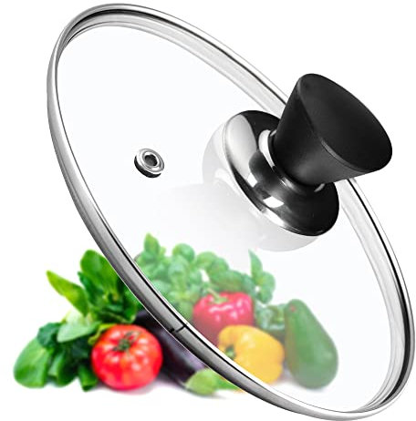KADAX Coperchio per pentola, coperchio universale in vetro con manico nero opaco, coperchio resistente al calore in diverse misure, coperchio per padella, coperchio in vetro per pentola (22 cm)