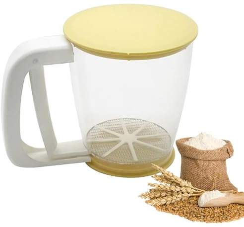 TAIZER Tamis à Farine,Secoueur Tamiseur Tamis à Pâtisserie Rotatif à Manivelle Tamiseur Farine Saupoudreuse Sucre Glace Tamis à Farine pour la Cuisine Poudre Tamis Tamis Forme Tasse Tamis Pâtisserie