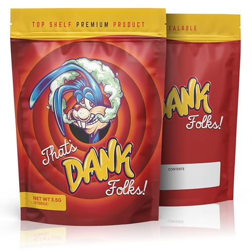Dank – 100 x sacchetti Cali da 3,5 g, sacchetti in Mylar foderati in alluminio da 3,5 g, sacchetti a chiusura lampo a prova di odore, sacchetti da 3,5 g, buste stand up (9,8 cm x 13 cm) 3,5 confezioni