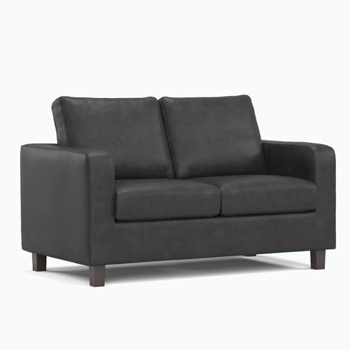 Furnishings For Less UK York Black Faux Leather Small 2 Seater Sofa (2 Seater Sofa)