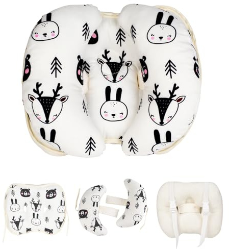 Alaoo Almohada de Apoyo para la Cabeza del Bebé, Almohada de Cuello 2 en 1 para Bebé,Almohadas de Apoyo Ajustables para Cabeza para Niños Para Cochecito de Bebé para Niños Pequeños, Niños y Niñas