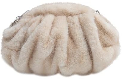 ZYMIADOU Borsa a tracolla portatile in pelliccia sintetica con tracolla ergonomica funzionale per lunghe ore di trasporto durante gli incontri borsa da sera casual, cachi, One Size
