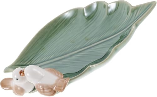 Vassoio per gioielli in ceramica con uccellino su foglia verde orecchino titolare piatto collana organizzatore piatto portaoggetti decorativo per la casa Desktop DisplayFashion Design