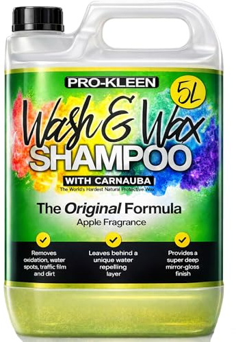 5 Litres Pro-Kleen Carnauba Wash and Wax Shampoo (Green - Apple Fragrance)