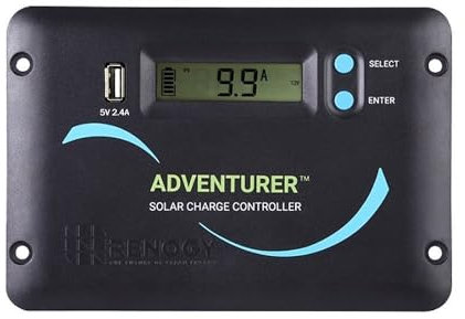 Renogy 30A 12V/24V PWM Solar Charge Controller with LCD Display Flush Mount Design Negative Ground, Compatible with Sealed, Gel, Flooded and Lithium Batteries, Adventurer 30A,black