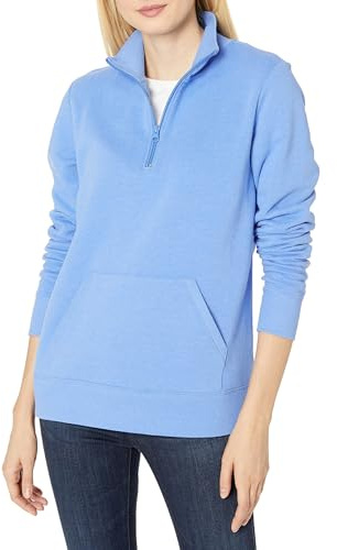 Amazon Essentials Maglione a Maniche Lunghe in Pile con Cerniera a un Quarto (Disponibile in Taglie Forti) Donna, Blu Puntinato, M