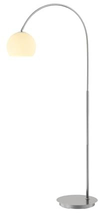 Lindby Stehlampe (Bogenleuchte) Cynthia (Modern) in Alu aus Glas (1 flammig, E27) - Bogenlampe Stehleuchte Floor Lamp Standleuchte Wohnzimmerlampe Wohnzimmerleuchte