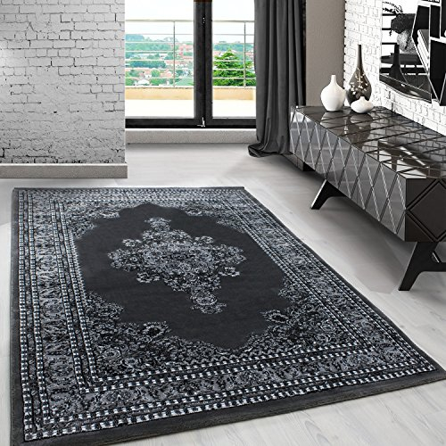 Carpetsale24 Orient Teppich 240x340 cm Grau, Landhausstil Kurzflorteppich, Strapazierfähige Wohnlösung für großzügige Wohnbereiche