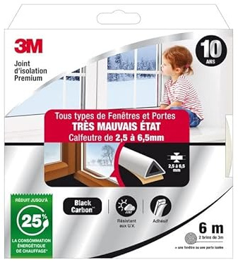Joint Porte/Fenêtre Très Mauvais Etat Premium 2,5 À 6,5mm X 6m Blanc