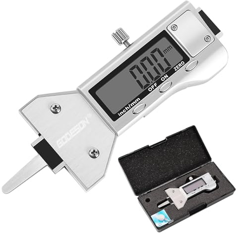 GODESON Misuratore di profondità del battistrada digitale in metallo 25,4 mm, display LCD,pollici/mm, misurazione professionale di precisione per moto, auto, camion