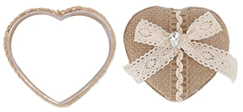 TITA-DONG Heart Shaped Ring Gift Box,Linen Trim Knitted Ring Earrings Jewelry Case Display Box for Wedding, Engagement, Proposal, Birthday and Anniversary Ceremony Birthday Gift(Type 2)