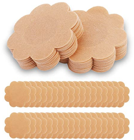 Sibba 40 Stück Brustwarzen-Pasties Abdeckung Aufkleber Blütenblätter Form Haut Brust Brüste Lift Brustwarzenabdeckungen Wasserdicht Schwimmen Sticky Wiederverwendbar BH Tape Dessous Frauen Beige