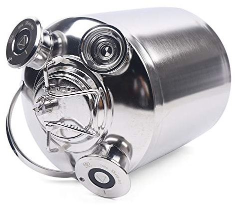 JINPRDAMZ Recipiente de limpieza de acero inoxidable, 10 L, color plateado, barril de limpieza de cerveza con 3 cabezales de limpieza, caja de limpieza de cerveza para cerveza casera, bar de hotel,