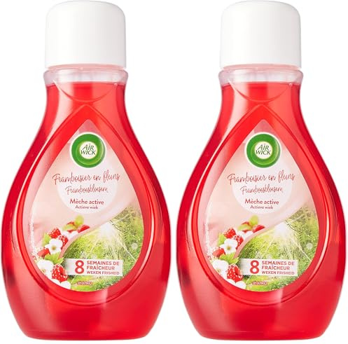 Airwick Désodorisant Maison Continu Mèche Active Parfum Framboisier en Fleurs - 375ml (Lot de 2)