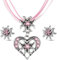 AORHOFJ 3 Stück Trachtenschmuck Set Bayerisch Dirndlschmuck Trachtenkette mit Strass Edelweiß Herz Anhänger und Edelweiß Ohrstecker Damen Bierfest Trachten Dirndl Outfit Accessoires,trachtenschmuck