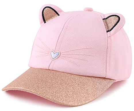 MniJiza Toddler Girls Baseball Cap Adjustable Kids Trucker Hats Girl Sun Hat for Spring Summer (4-8Y, Pink Cat)