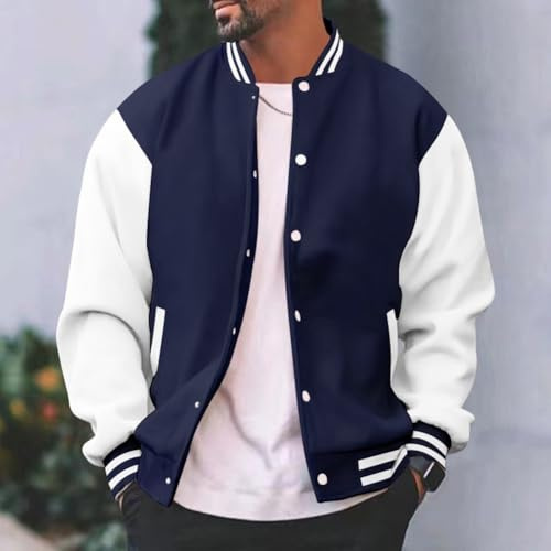Breezy Veste de baseball en polaire fine pour homme, conçue avec un col montant, elle sera du plus bel effet n'importe où (taille M, bleu foncé)