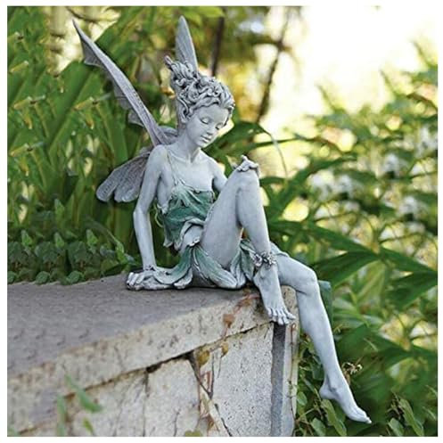 Sitting Fairy Garden Statue, 5.5 inches Outdoor Garden Fairy Statue Ornaments, Angel Sculpture Realistic Figurine Decor, Antique Resin Craft Home Table Decorations Lawn Yard Art Porch Patio Garde-n