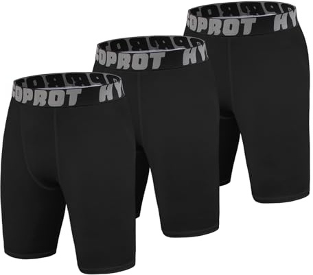 HYCOPROT Kompressionsshorts för pojkar, andningsaktiva sportunderkläder för ungdomar, snabbtorkande, korta byxor, baslager, leggings, träningsunderkläder, kalsonger för barn, basket, gym, fotboll