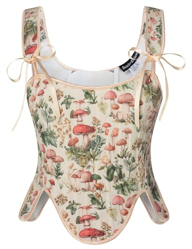 SCARLET DARKNESS Women's Corset Tops for Women Renaissance Floral Lace Up Bustier Red Size 14 Bustier (pack of 1)