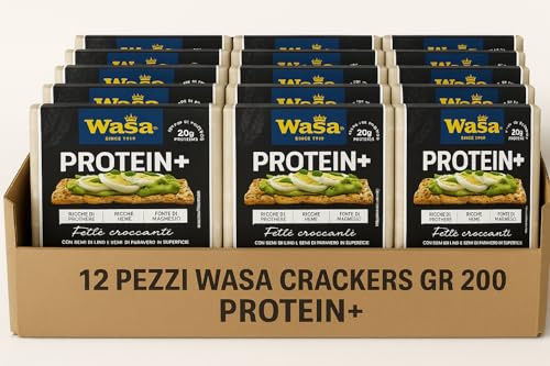 Fette Croccanti Protein+ 12x200g – Ricche di Proteine, Fibre e Magnesio – Con Semi di Lino e Semi di Papavero – Snack Salutare e Nutriente per Colazione, Merenda, Pranzo Leggero e Spuntini