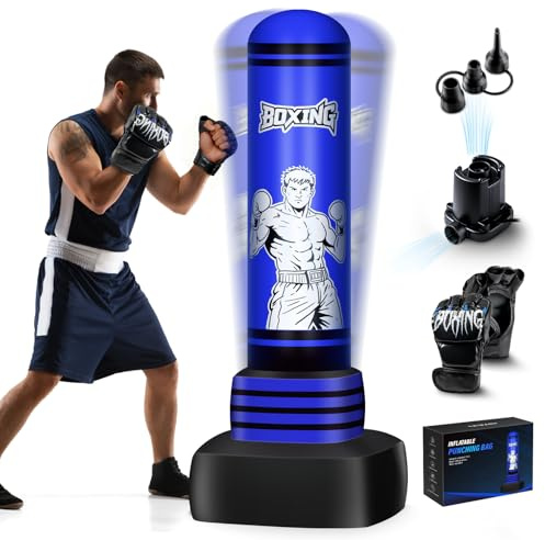 Freestanding Punching Bag for Adults Teens, 70'' Heavy Boxing Bag with Gloves and Pump, Women Men Stand Kickboxing Bags, Upgraded Big Base Boxing Equipment Set for Training MMA Fitness Home Gym