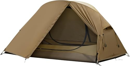 TOMOUNT Tente de camping ultra légère pour 2 personnes en nylon, petite taille, 4 saisons, étanche et coupe-vent, tente dôme compacte pour la randonnée, le camping, l'extérieur