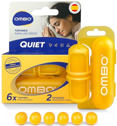 Tapones Silicona Dormir | Tapones Dormir | | 6 Tapones Oido Ruido Dormir sin Ruido | Tapones Para Dormir Reutilizables y Hipoalergénicos | Pack 3 pares de tapones cera oidos 6 tapones + 2 estuches