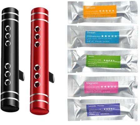 OIXYEY 2 pezzi Purificatore d'aria per auto Diffusore di profumo per interni auto Profumo in alluminio per la ventilazione dell'auto Con 5 bastoncini profumati Distribuzione automatica