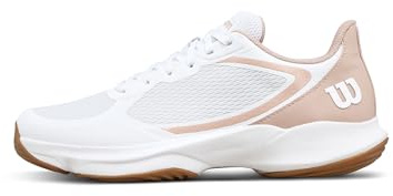 Wilson Hurakn Lite Scarpa da Padel Donna, Stabilità e Grip Ottimale, Tecnologia Pro Torque Chassis Light, Bianco / Cameo Rose / Gum1a, Taglia 40
