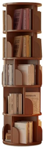 KZOBYD Rotating Bookshelf, Revolving Book Shelf (Brown, H 158 cm)